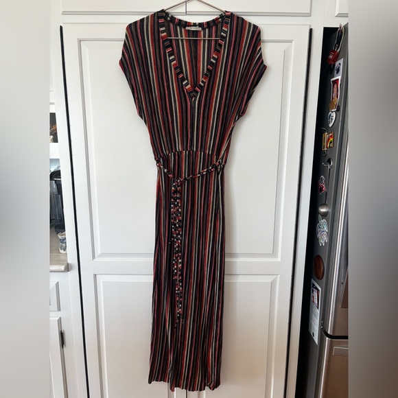 Zara Dresses & Skirts - Zara Striped Maxi Dress in Black, Red, Green